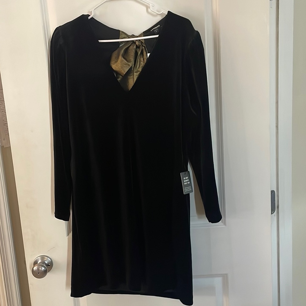 NWT BACKLESS BLACK EXPRESS VELVET MINI DRESS